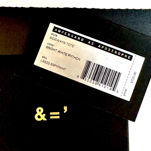 Ampersand As Apostrophe White Sideways Python Textured Leather Tote Bag - Picture 8 of 13